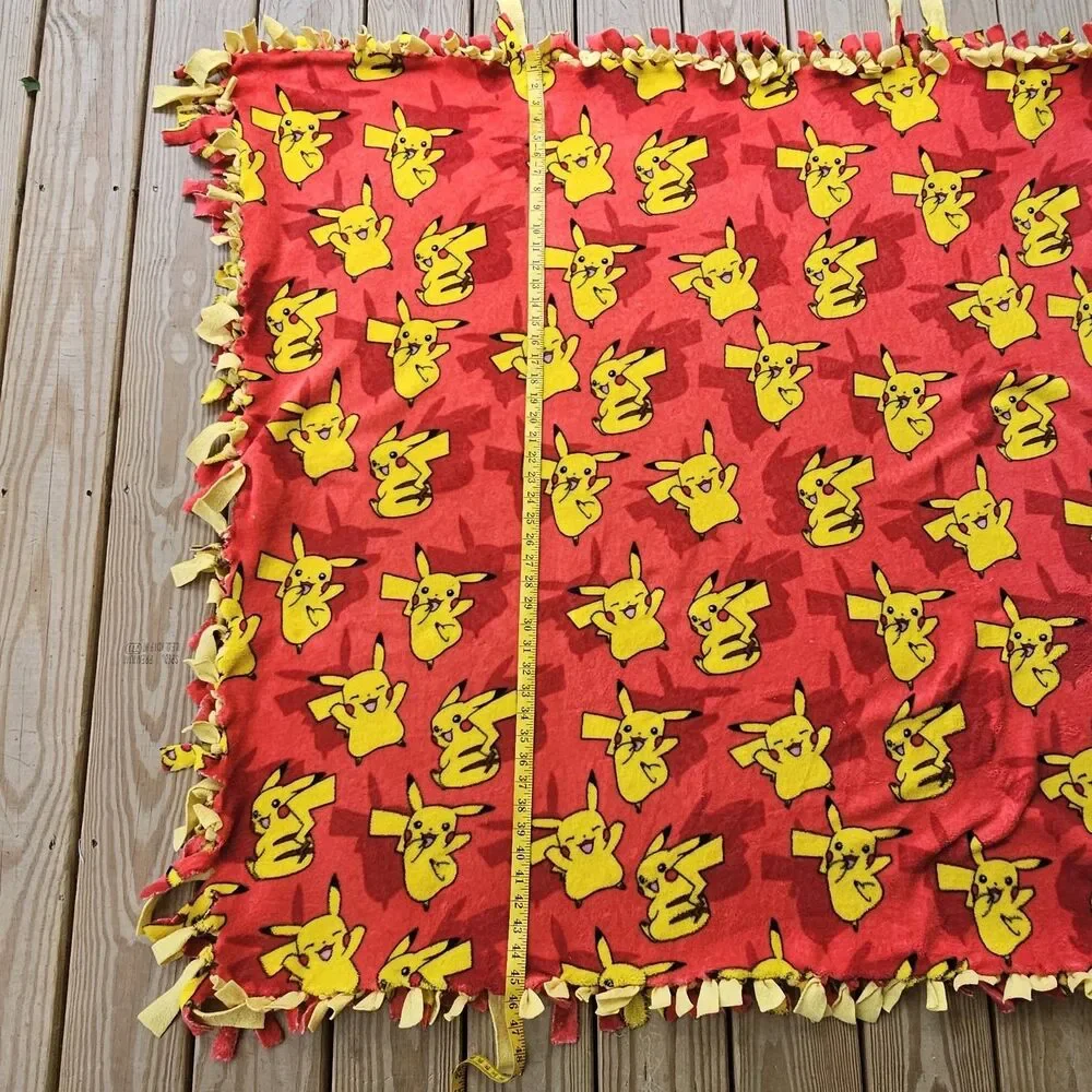 Handmade Pokémon Pikachu Tie Blanket